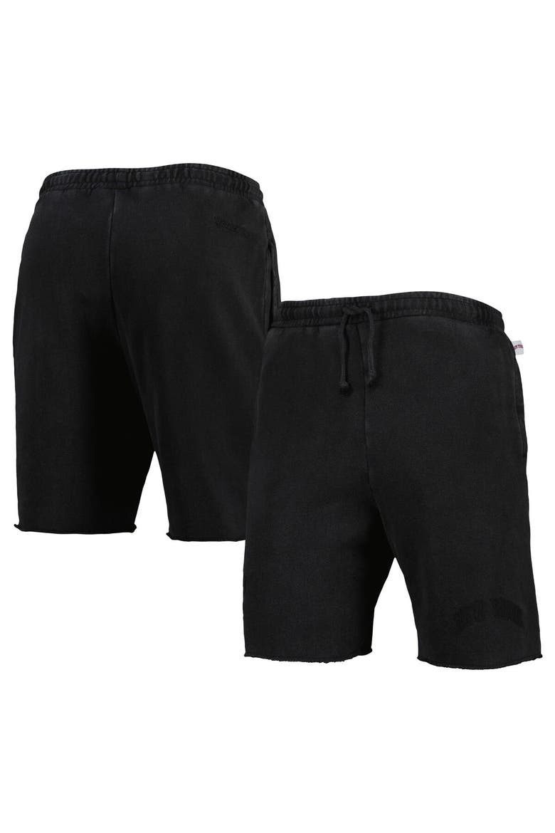 Men's Mitchell & Ness Black New York Knicks French Terry Tonal Fleece Shorts, Main, color, Black