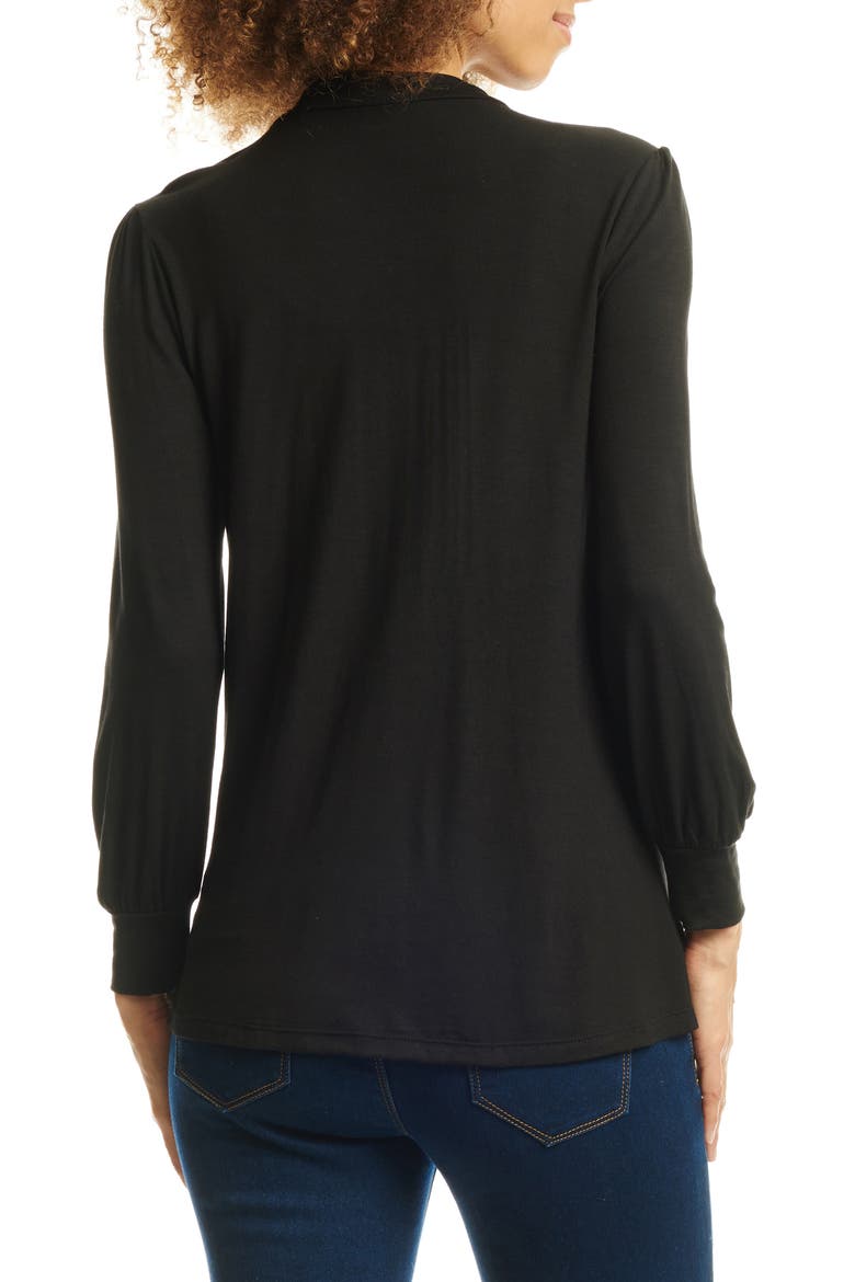 Sherry Maternity/Nursing Mock Neck Top, Alternate, color, BLACK