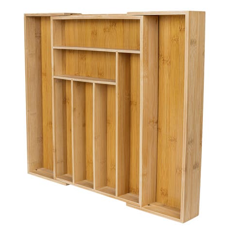 Hudson Modern Farmhouse Handcrafted  Expandable 8-Slot Kitchen Drawer Organizer