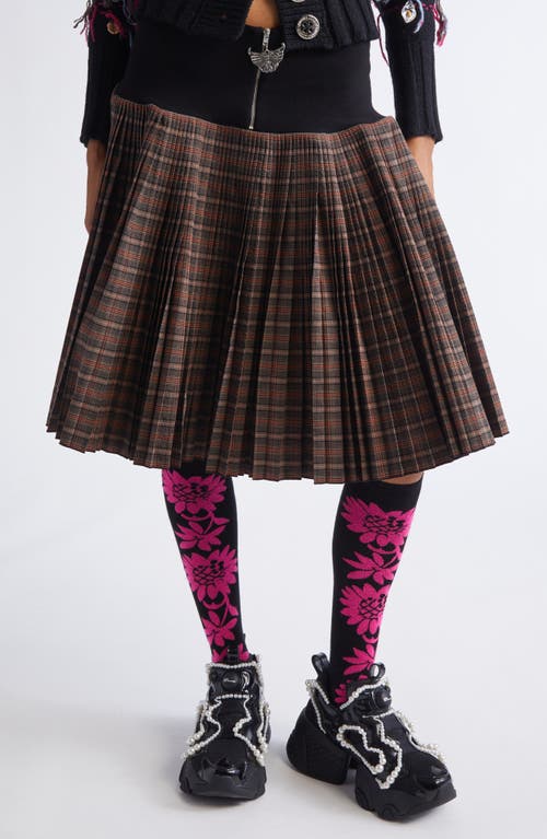 Chopova Lowena Fret Plaid Pleated Skirt in Black Multi  product