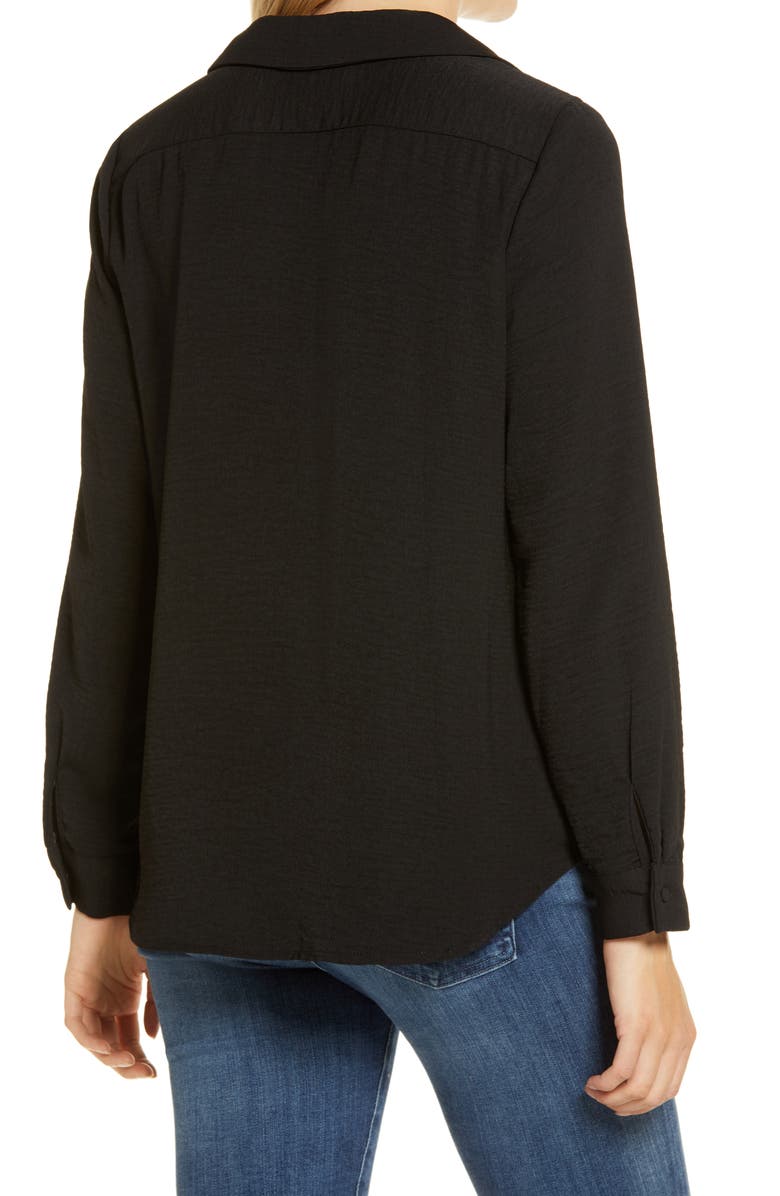 Vince Camuto Wrap Front Rumple Twill Blouse, Alternate, color,