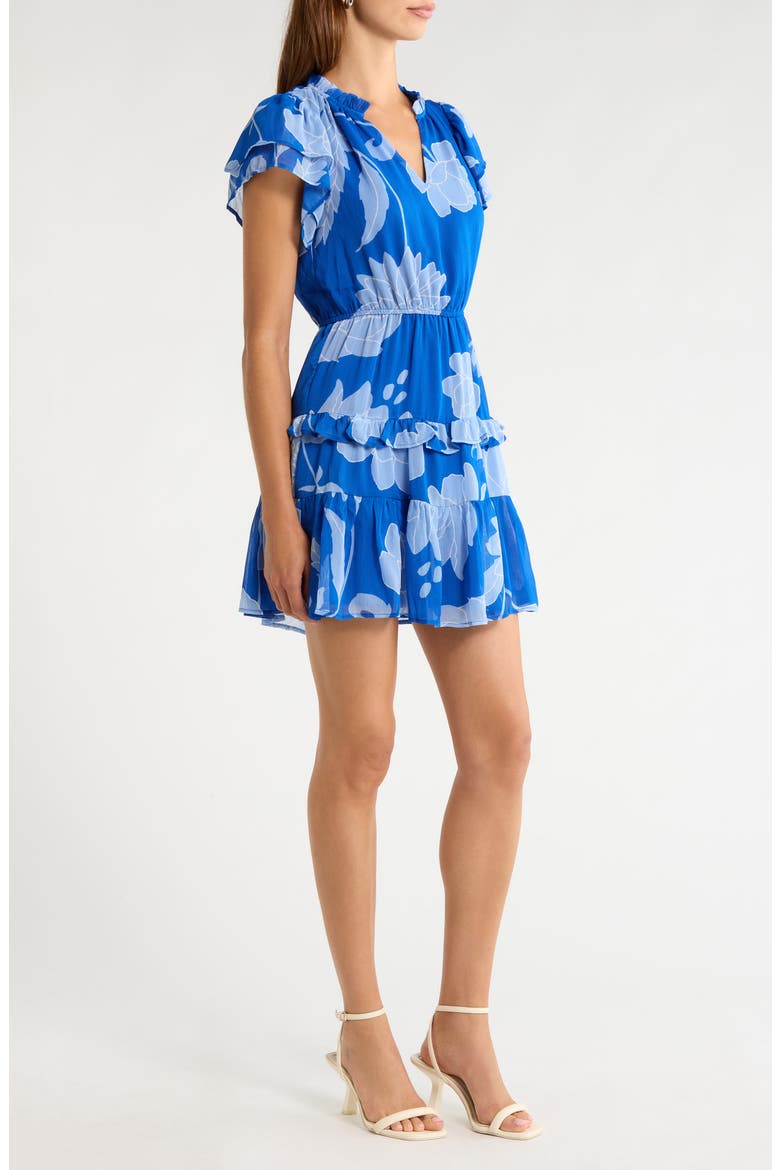 Seabloom Floral Print Ruffle Dress, Alternate, color, COBALT-BLUE