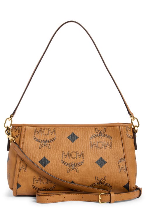 Mcm Aren Monogram Convertible Shoulder Bag In Brown