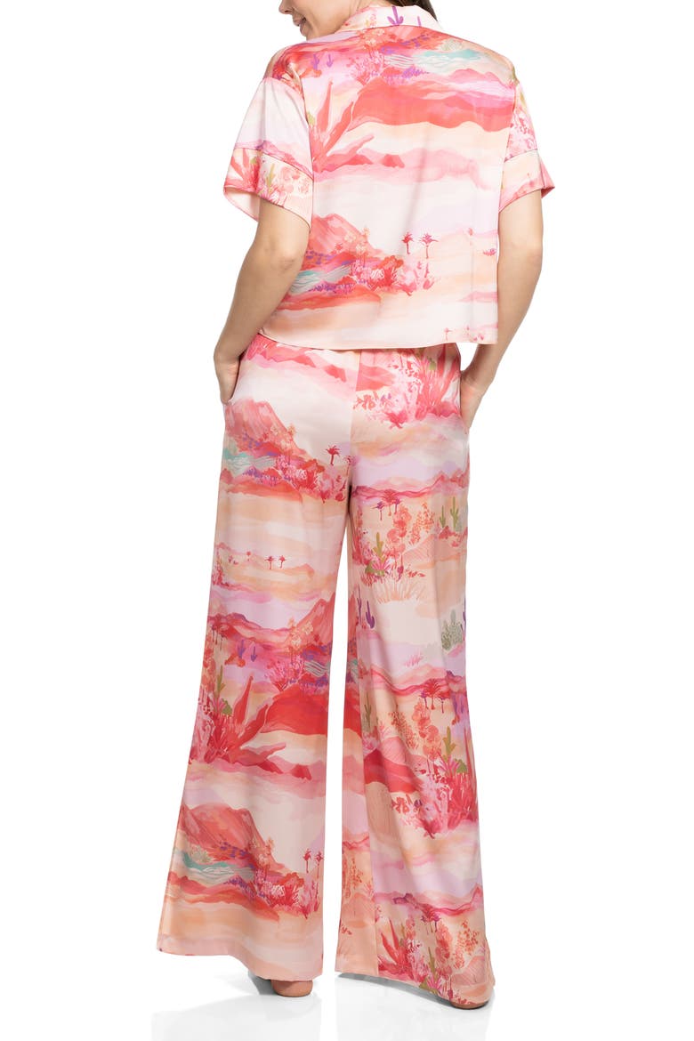 Print Satin Pajamas, Alternate, color, PINK