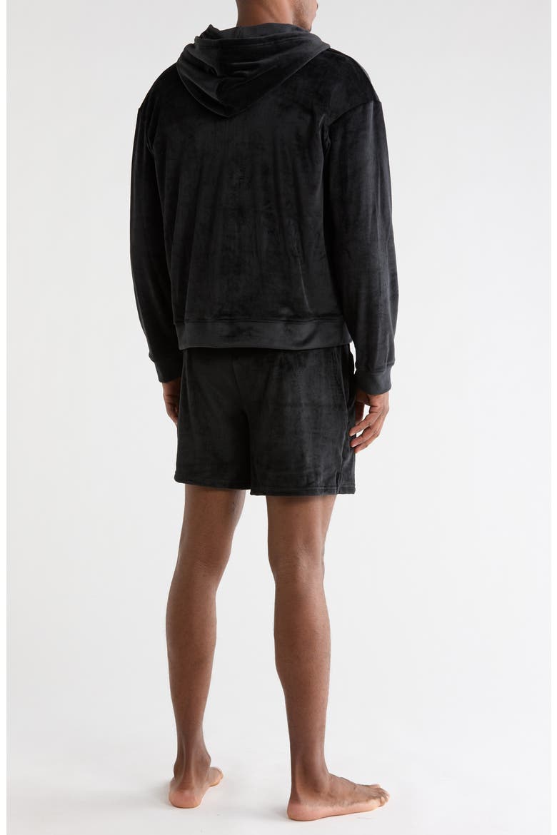 Velour Short Pajamas, Alternate, color, BLACK