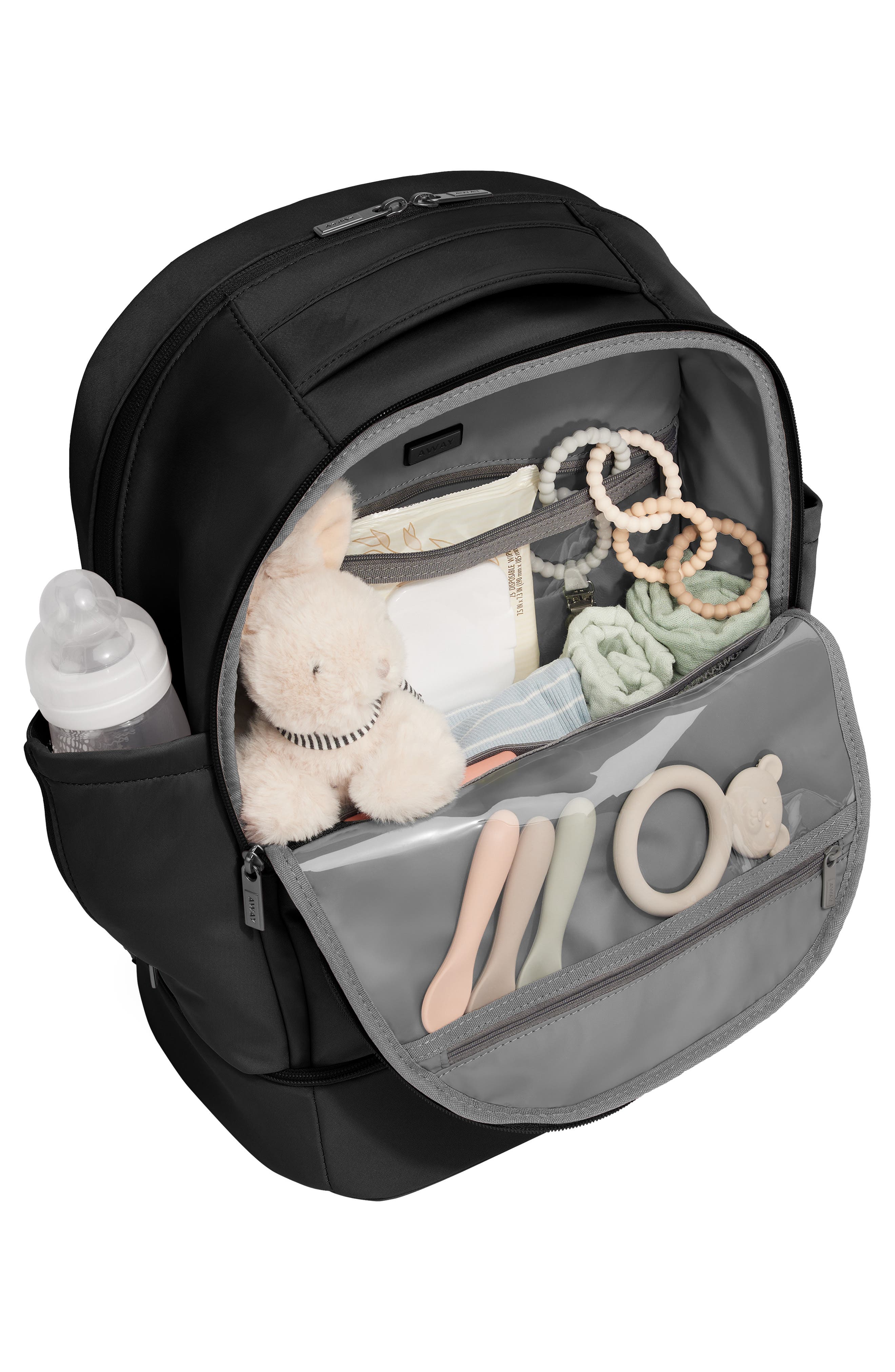 Away The Double Diaper Backpack, Alternate, color, Jet Black