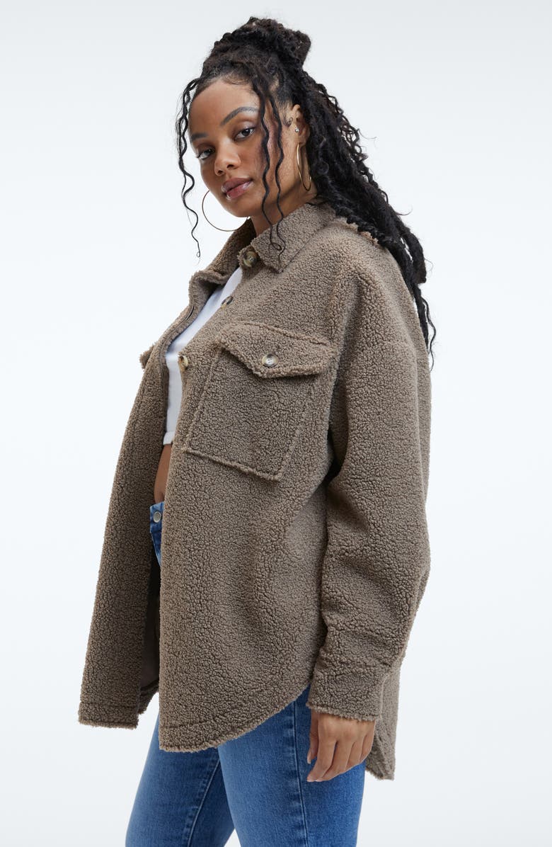 Good American Contour Faux Shearling Jacket, Alternate, color, Putty001