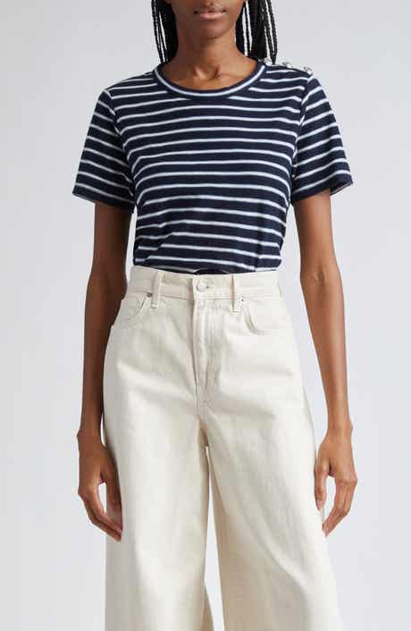 Veronica Beard Carla Stripe Crewneck Cotton T-Shirt