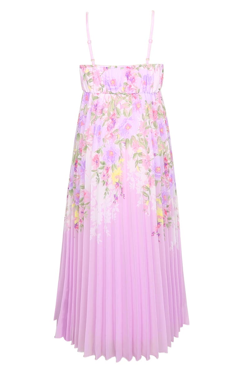 Zunie Kids' Floral Pleated Chiffon Dress, Alternate, color, Orchid Multi