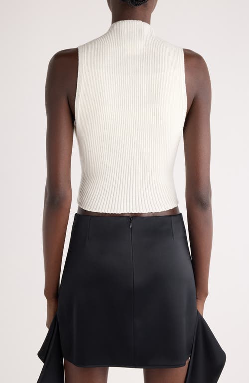 Courrèges Mock Neck Cotton & Merino Wool Crop Top In Heritage White