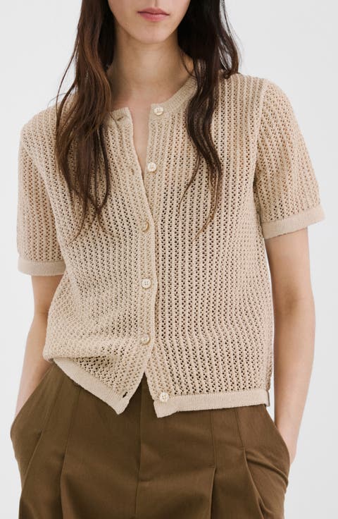 Openwork Short Sleeve Cardigan