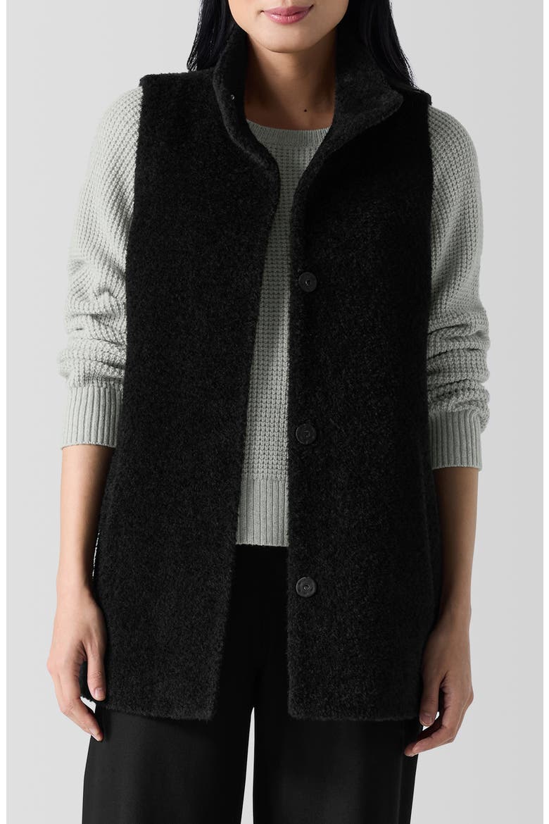High Collar Wool Blend Fleece Vest, Main, color, BLACK