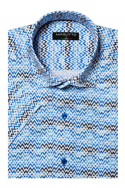 Pio Print Button-Up Short Sleeve Shirt