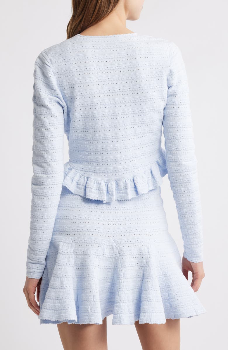 LoveShackFancy Rogan Pointelle Cardigan, Alternate, color, Morning Sky