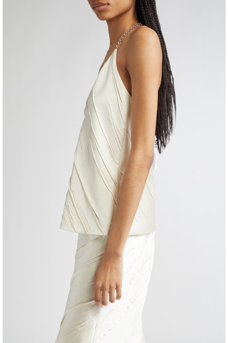 Fatuo Chain Halter Creased Satin Top, Alternate, color, IVORY