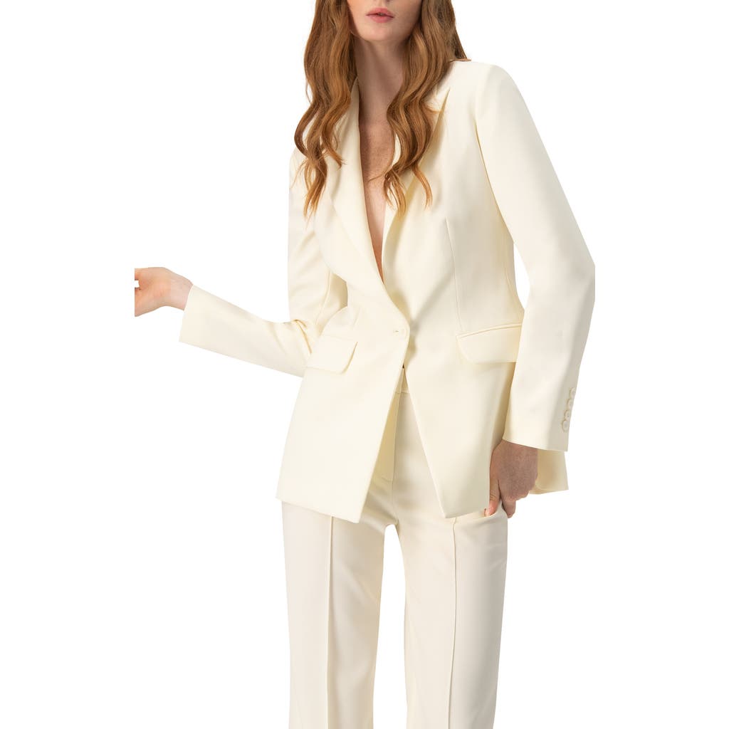 Ivonne Single-button Solid Blazer In White