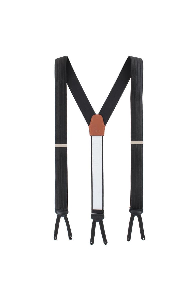 Trafalgar Jefferson Brushed Pinstripe Elastic Formal End Suspenders, Alternate, color, Black