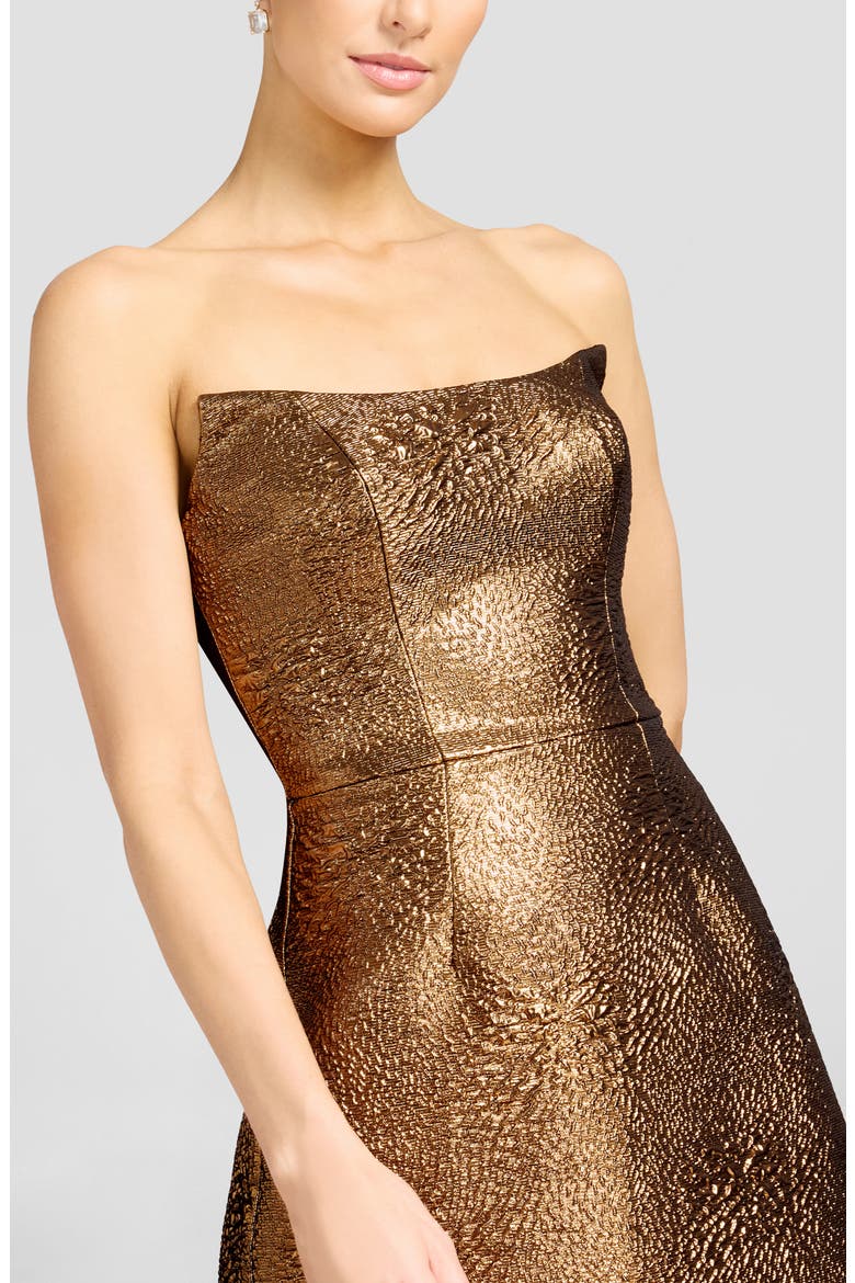 Amity Metallic Jacquard Strapless Minidress, Alternate, color, GOLD