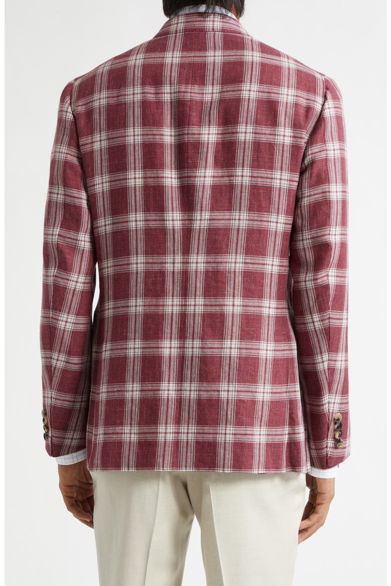Delave Plaid Linen & Wool Sport Coat, Alternate, color, DARK RED