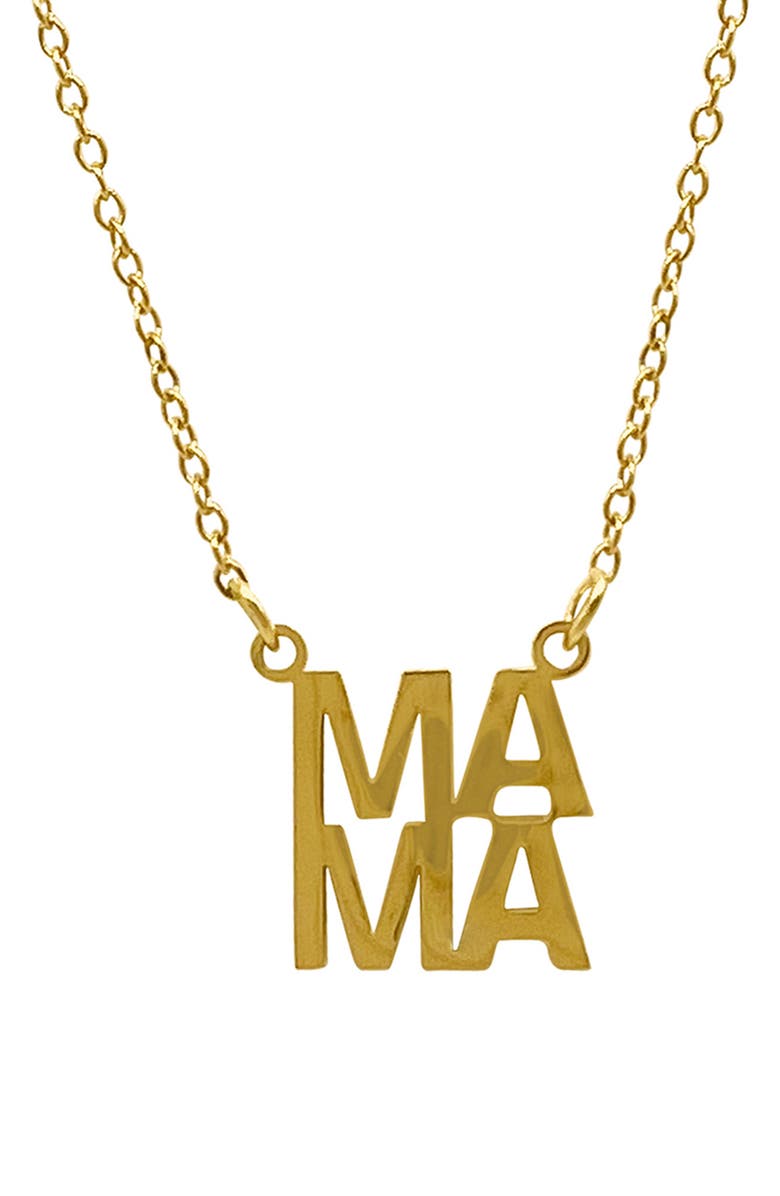 Adornia Water Resistant Block Mama Script Necklace, Main, color,