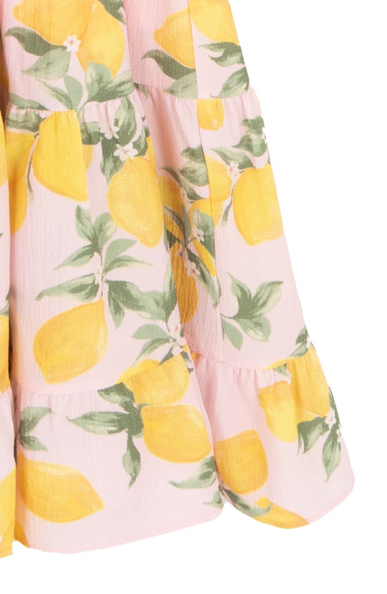 Rare Editions Kids' Lemon Print Bubble Crepe Maxi Dress, Alternate, color, Pink