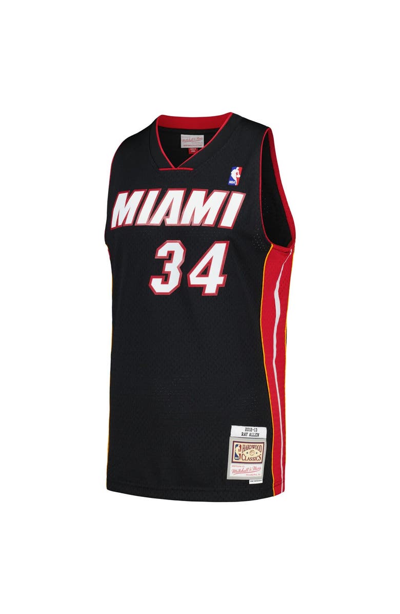 Mitchell & Ness Men's Mitchell & Ness Ray Allen Black Miami Heat Hardwood Classics Swingman Jersey, Alternate, color, 