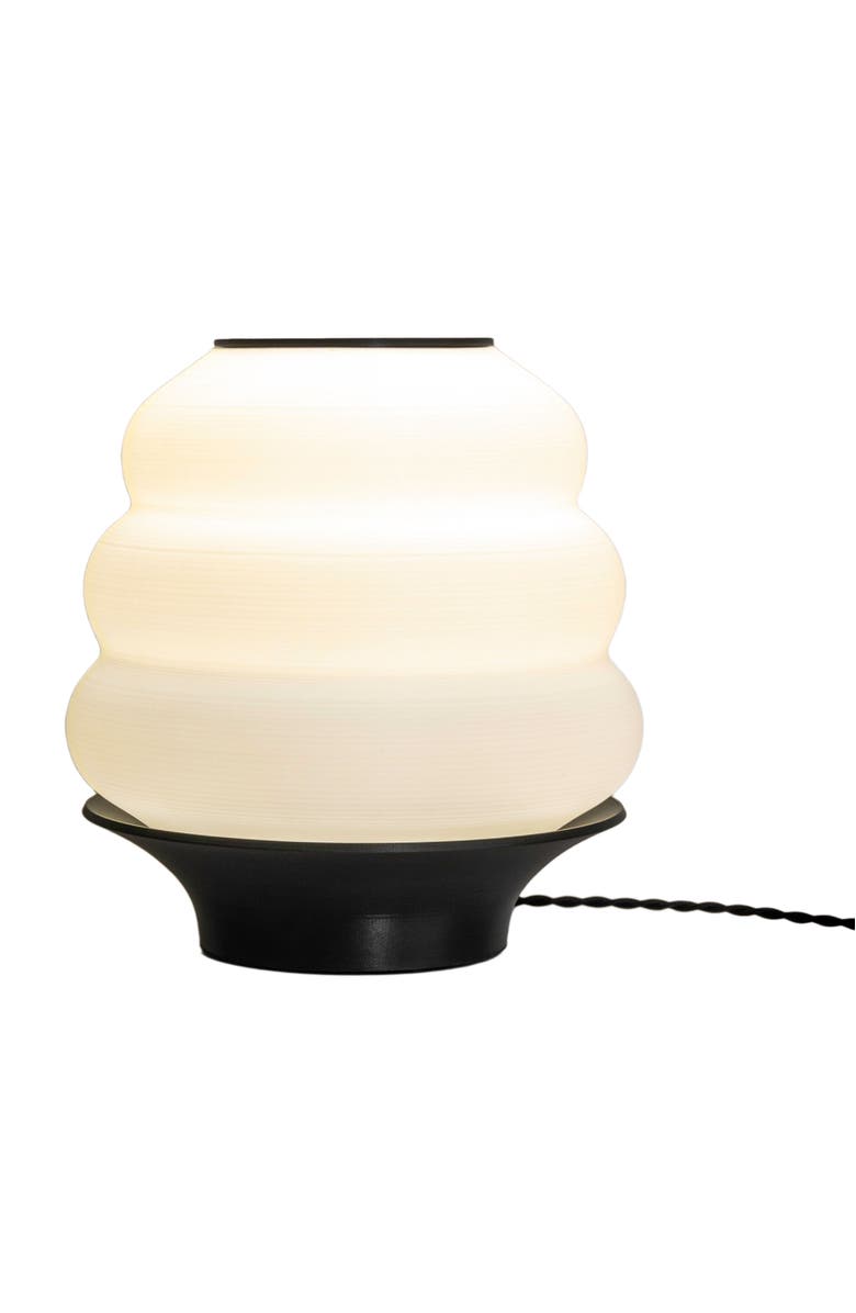 JONATHAN Y Honey Pot 12" Minimalist Classic Plant-Based PLA 3D Printed Dimmable LED Table Lamp, Alternate, color, White/Black
