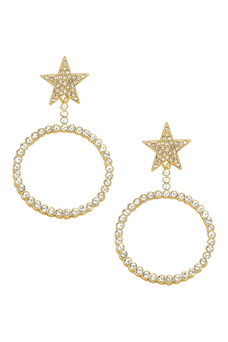 Crystal Circle Star Drop Earrings, Main, color, GOLD