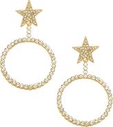 Ettika Crystal Circle Star Drop Earrings