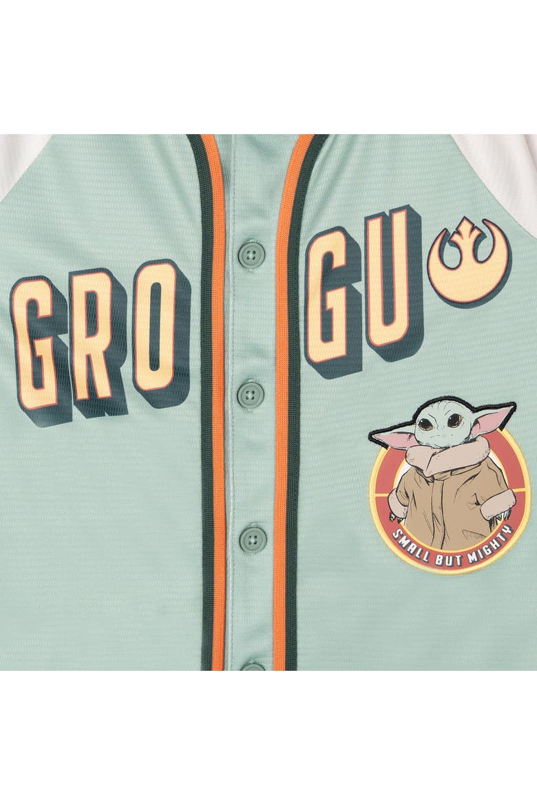 The Mandalorian Short Sleeve Baseball Jersey, Alternate, color, Grogu Mint Ivory