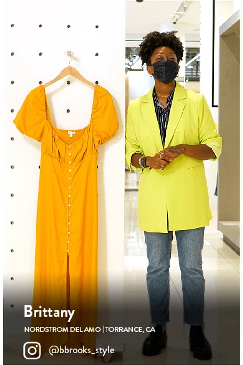 Women's Puff Sleeve Button Midi Dress video