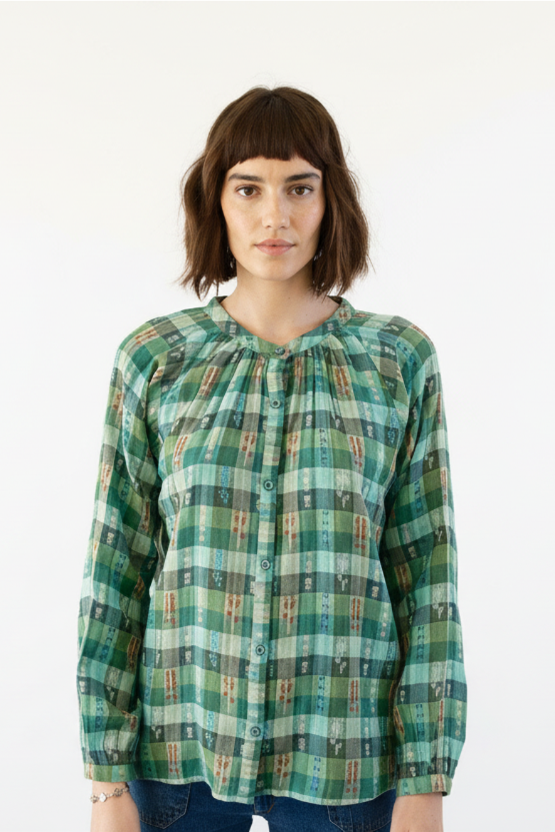 Daryl Button Front  Raglan Blouse, Main, color, Garden