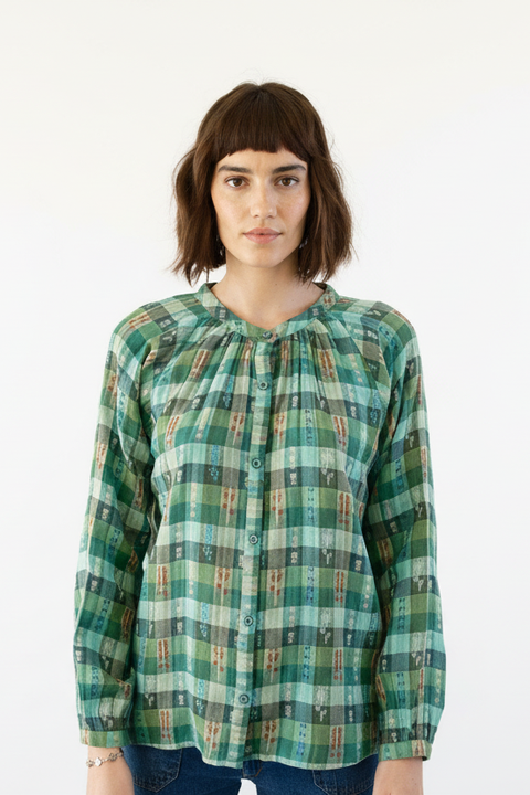 Daryl Button Front  Raglan Blouse