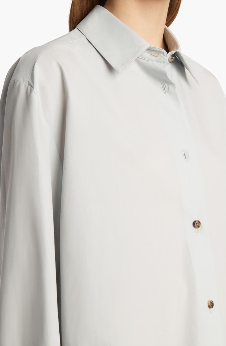 Khaite Argo Cotton Poplin Button-Up Shirt, Alternate, color, Ice Blue