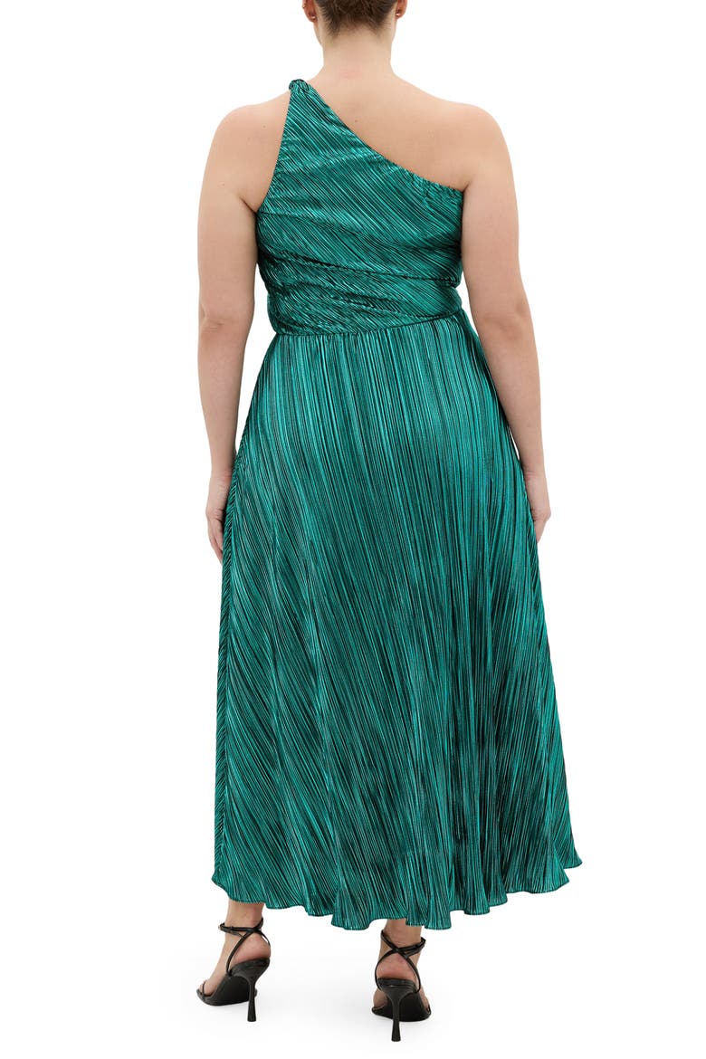 Kamila Metallic One-Shoulder Maxi Dress, Alternate, color, EMERALD