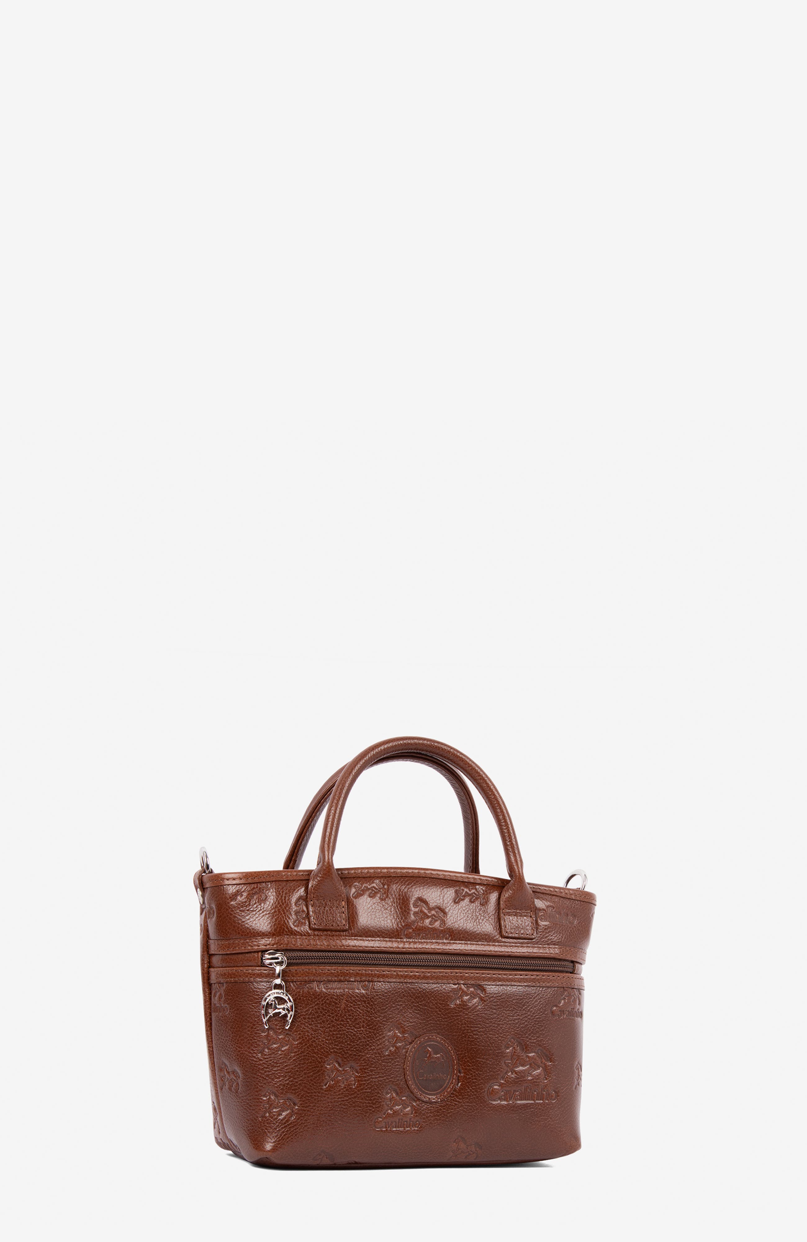 Cavalo Lusitano Embossed Leather Mini Handbag 572, Alternate, color, Camel Brown