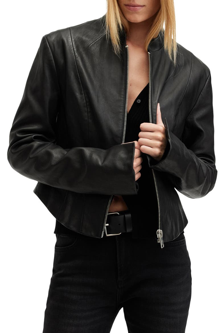 Sadler Leather Jacket, Alternate, color, BLACK