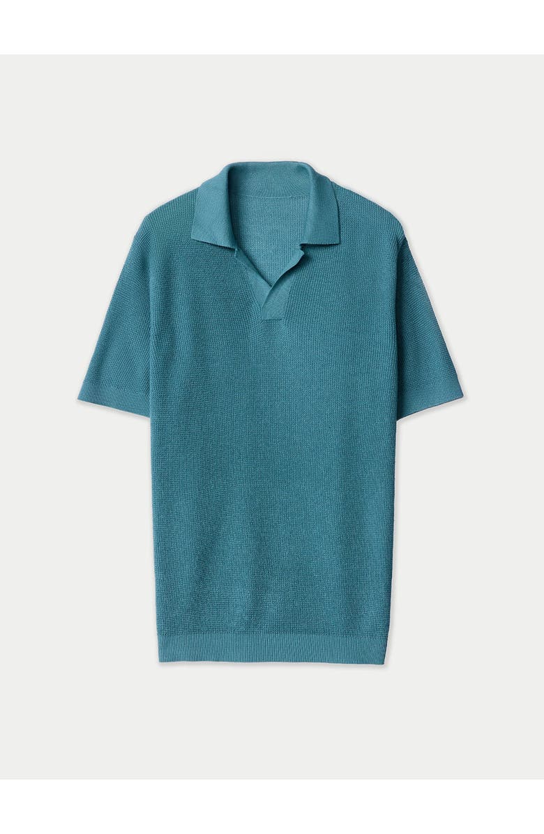 GOBI Mongolian Cashmere Open Collar Cashmere Silk Polo Shirt, Main, color, Mineral Green