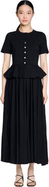 SANDRO Knit maxi dress with peplum