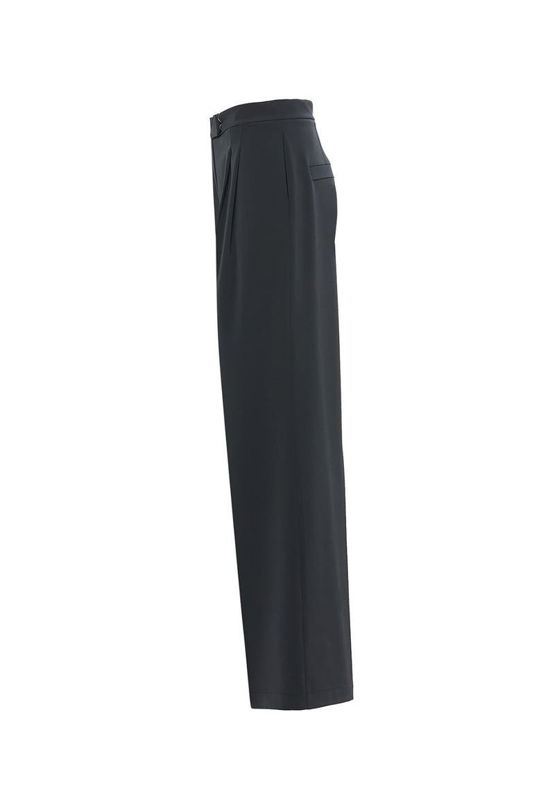 Black Tailored Front Pleated Wide-Leg Trousers, Alternate, color, Black