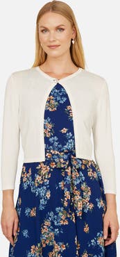 Yumi Diamante Button Cropped Cardigan