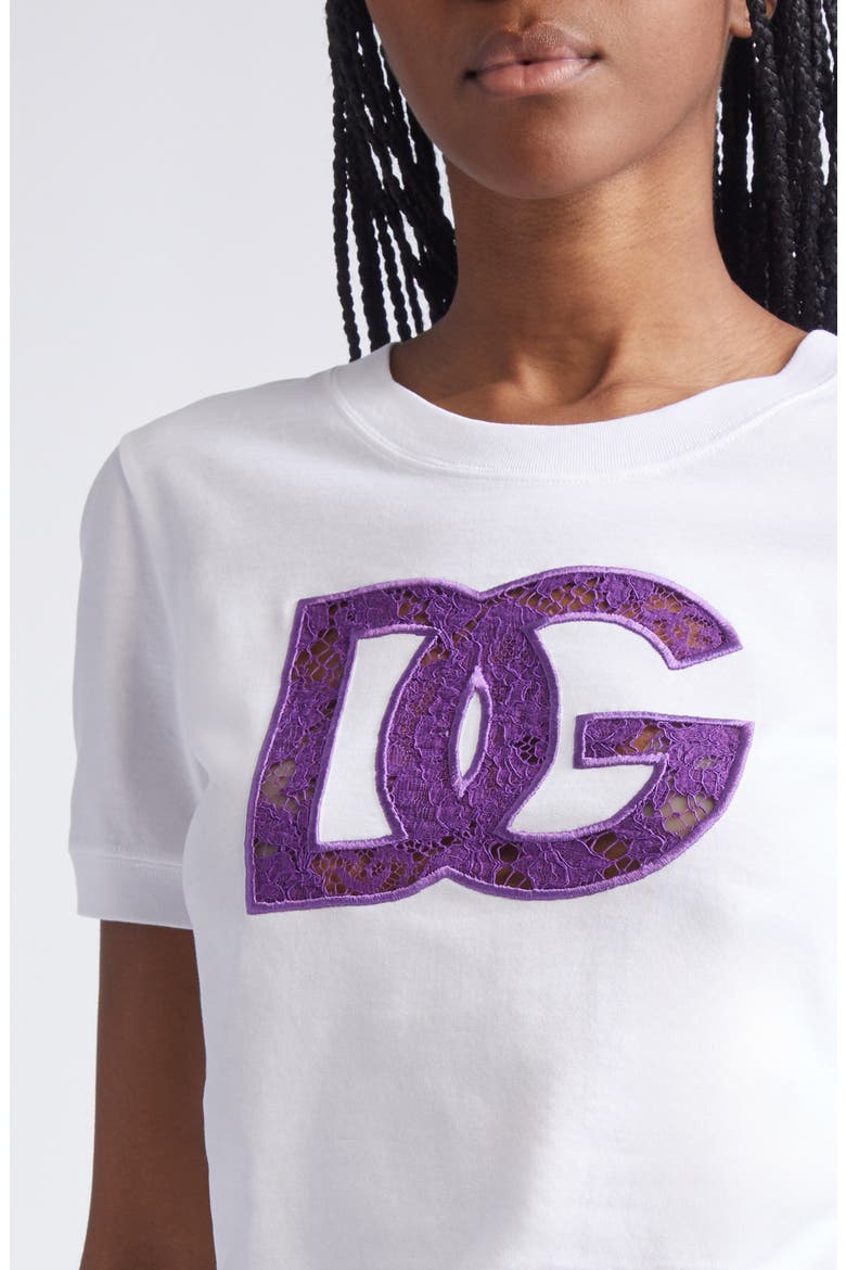 Lace Inset Jersey Logo T-Shirt, Alternate, color, W0800 BIANCO OTTICO