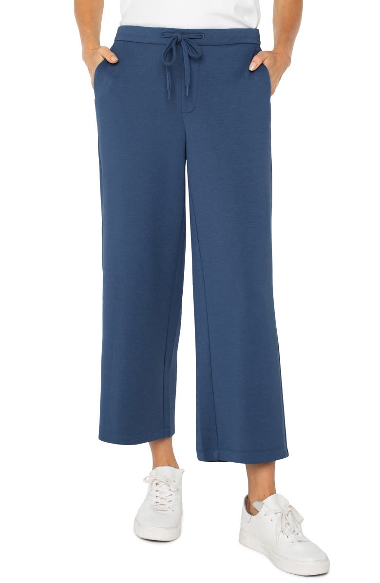 Liverpool Los Angeles Crop Wide Leg Sweatpants, Main, color, Prussian Blue