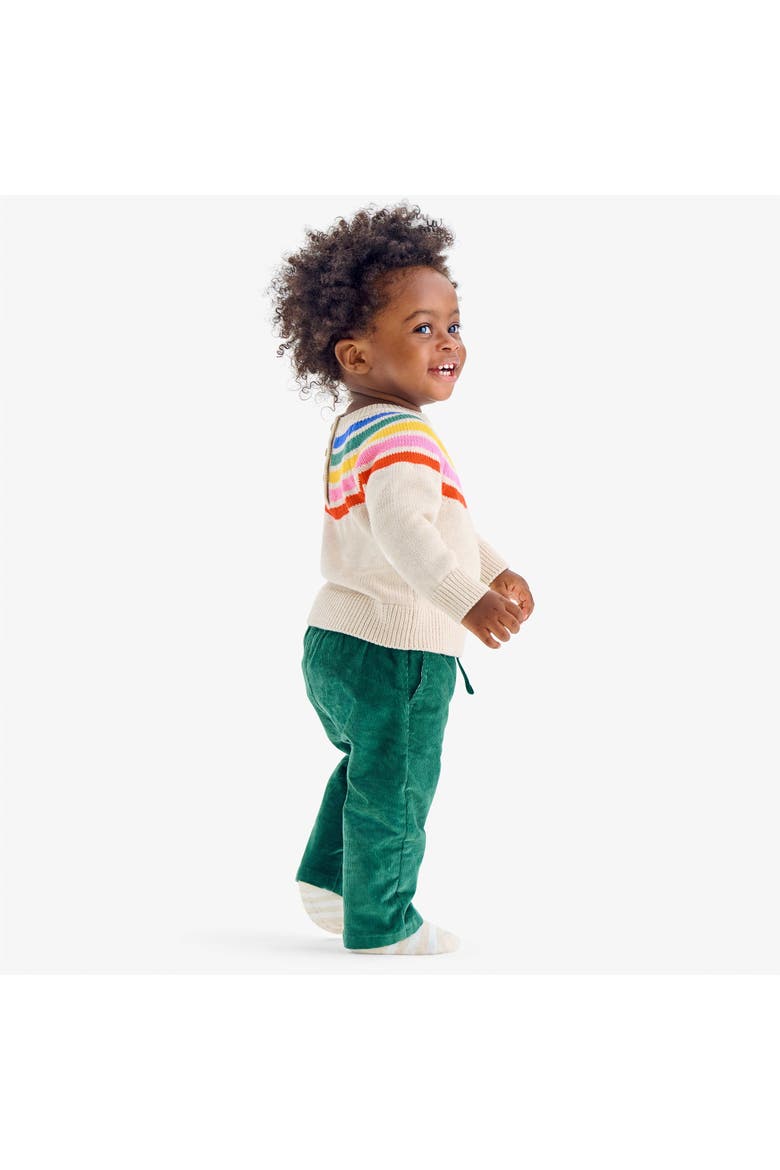 Baby Sweater In Rainbow Stripe, Alternate, color, Heather Sand Rainbow Stripe