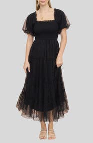 Blu Pepper Puff Sleeve Midi Dress