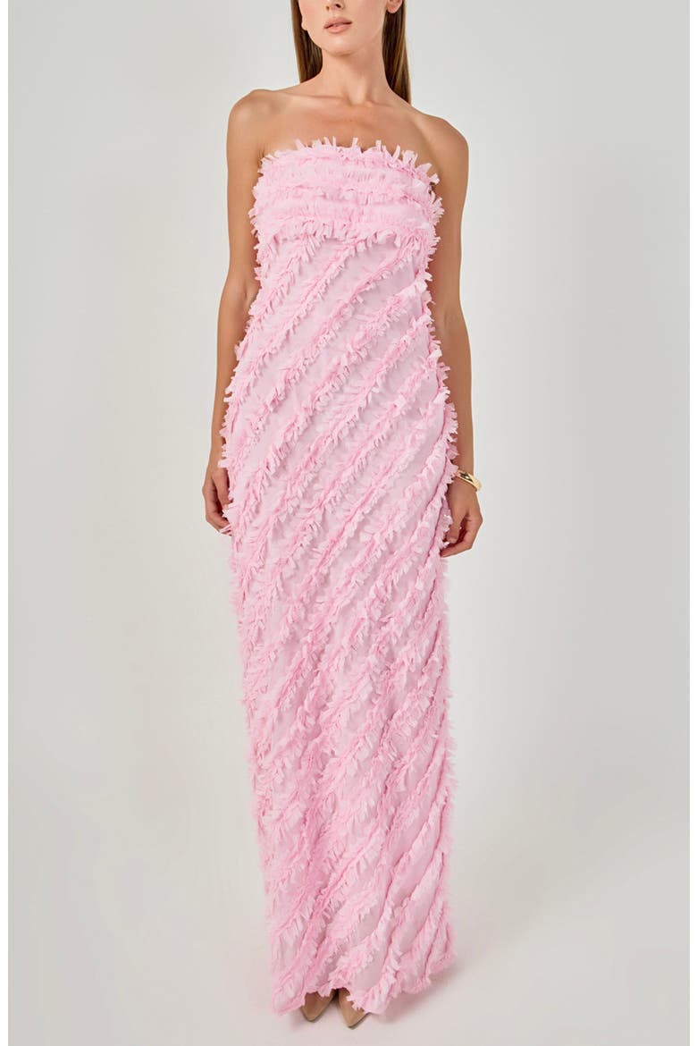 Strapless Ruffled Maxi Dress, Alternate, color, PINK