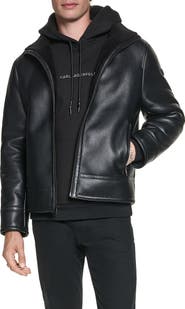 KARL LAGERFELD PARIS Faux Leather Moto Jacket