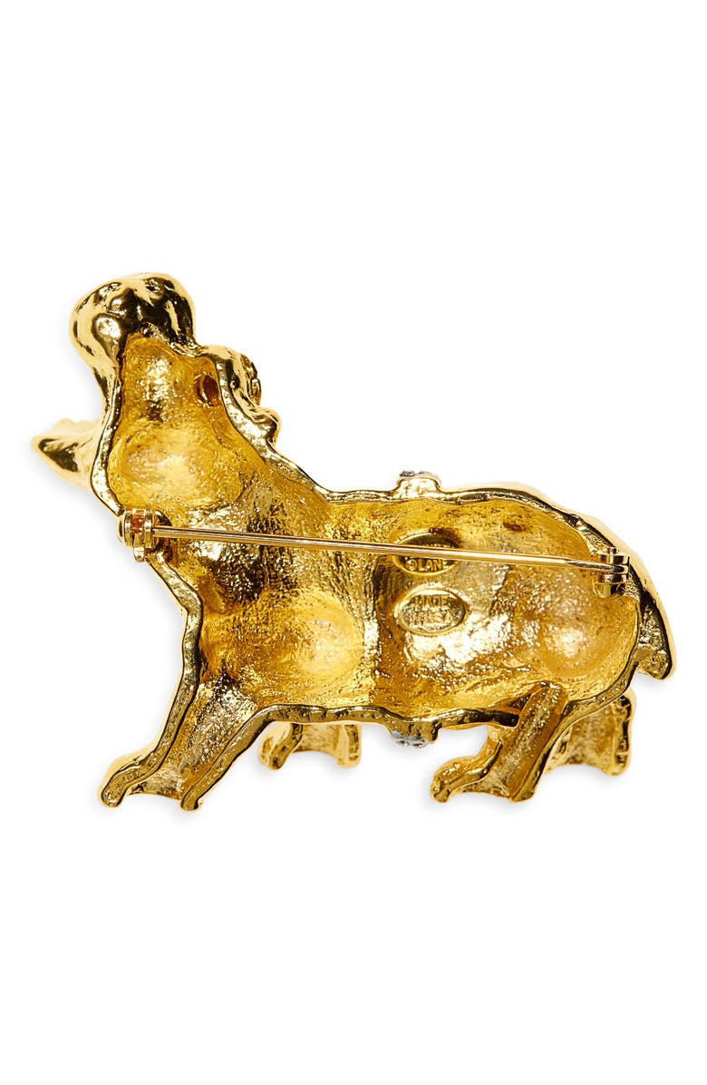 Kenneth Jay Lane Hippo Pin, Alternate, color, Gold