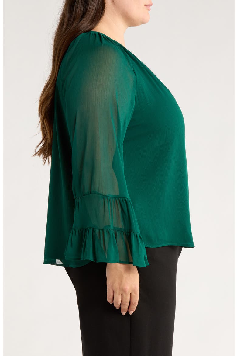 Keyhole Tiered Long Sleeve Top, Alternate, color, DARK FOREST