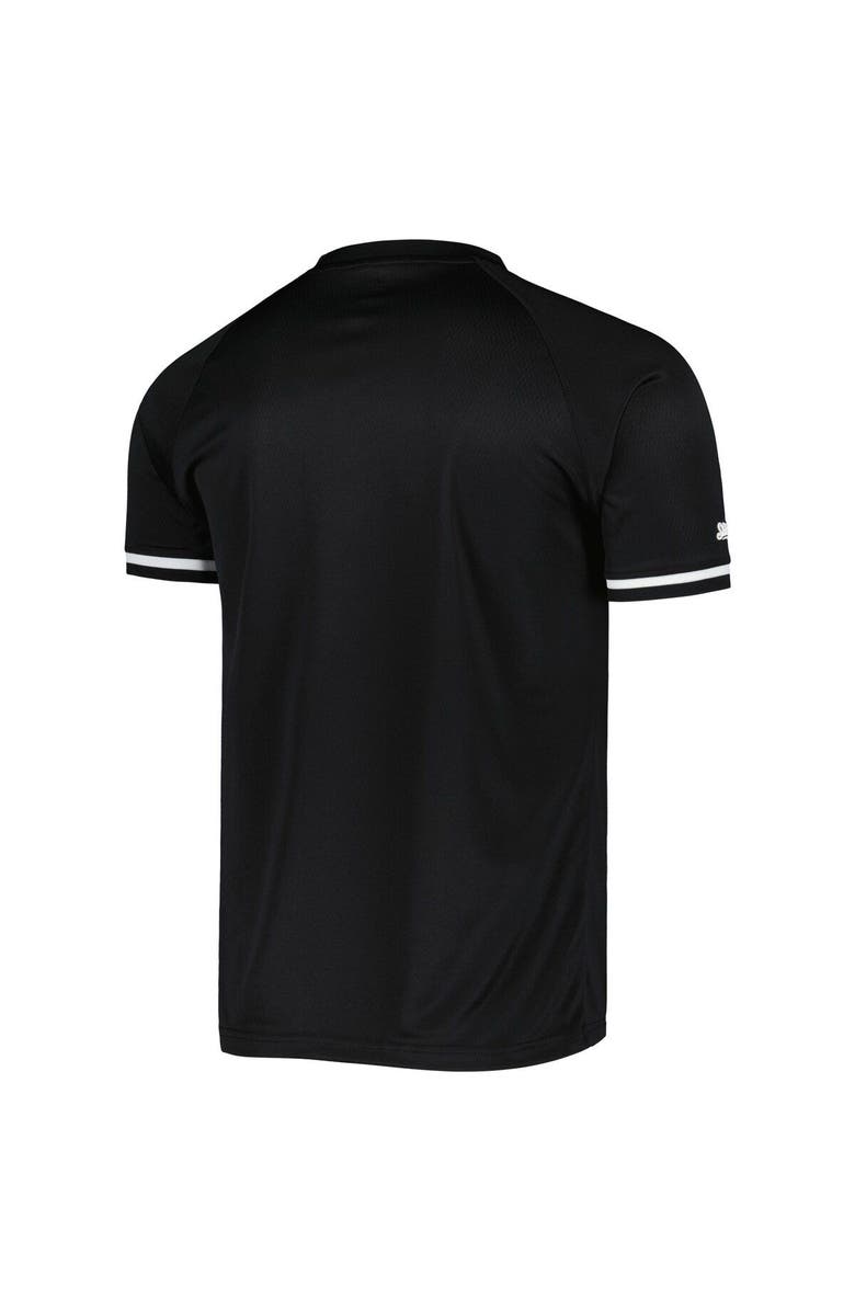 STITCHES Men's Stitches Chicago Cubs Black Raglan V-Neck Jersey, Alternate, color,